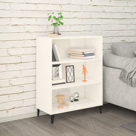 vidaXL Aparador madera contrachapada blanco brillante 69,5x32,5x90 cm