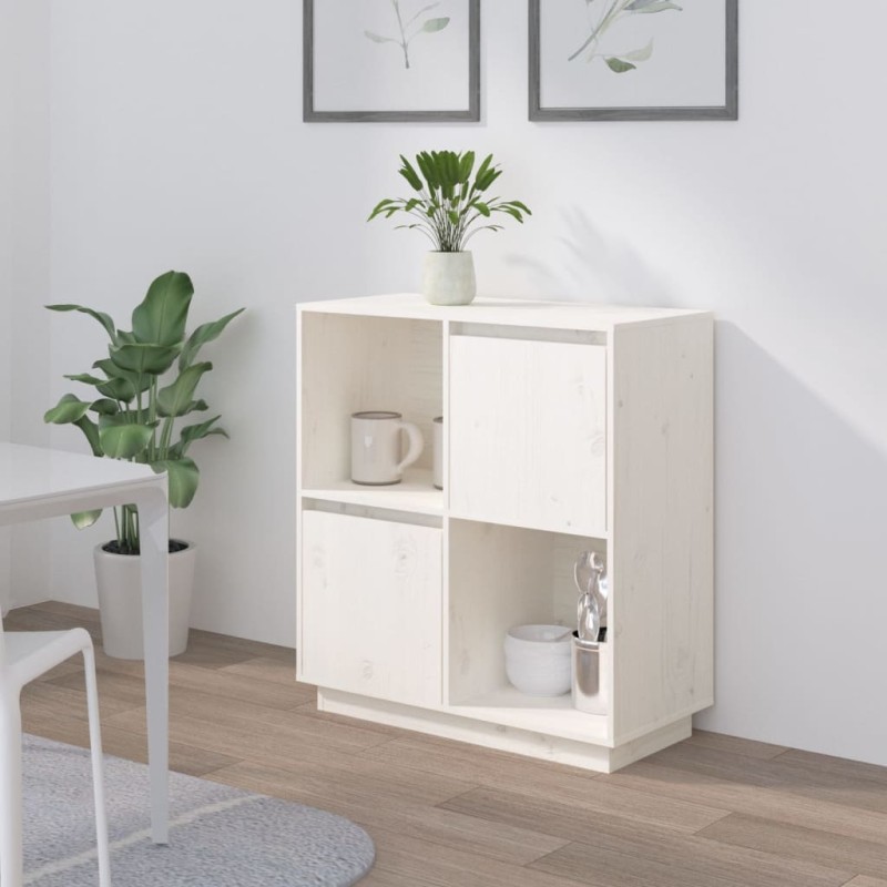 vidaXL Aparador de madera maciza de pino blanco 74x35x80 cm vidaXL Aparador de madera maciza de pino blanco 74x35x80 cm