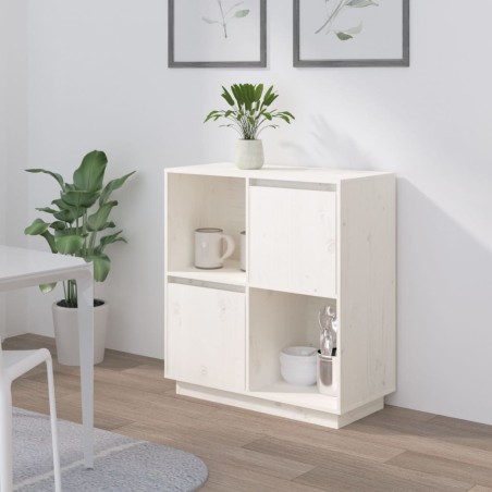 vidaXL Aparador de madera maciza de pino blanco 74x35x80 cm