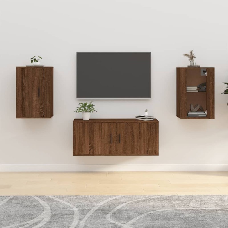 vidaXL Muebles para TV de pared 2 uds roble marrón 40x34,5x60 cm