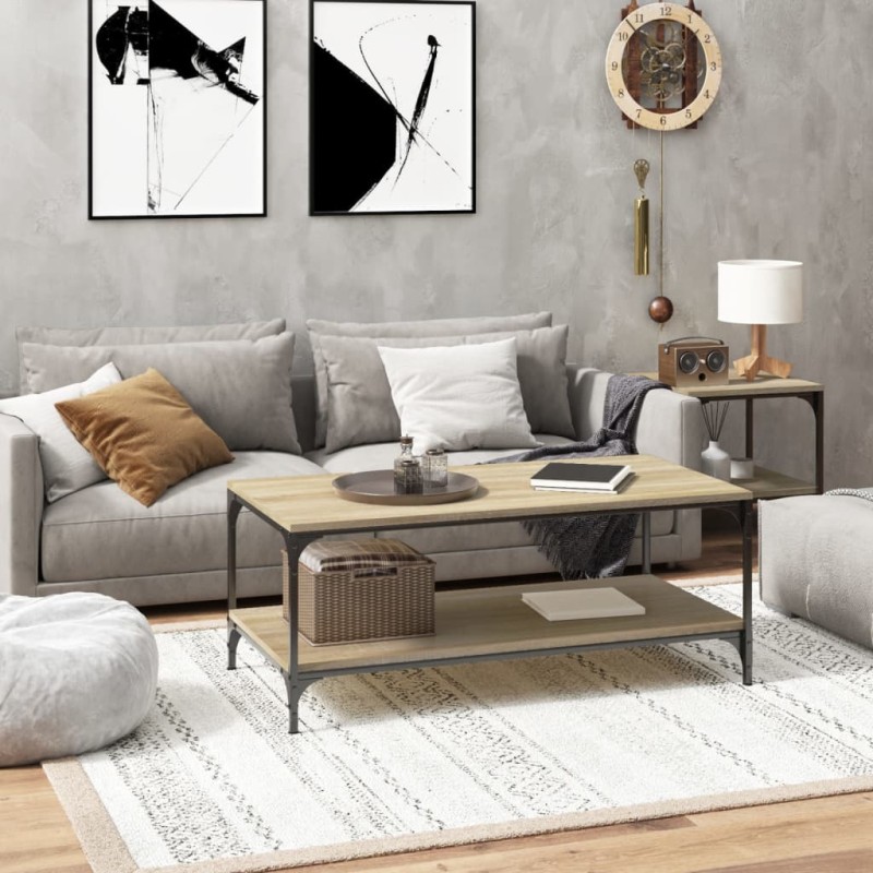 vidaXL Mesa de centro madera contrachapada roble Sonoma 100x50x40 cm vidaXL Mesa de centro madera contrachapada roble Sonoma 100x50x40 cm