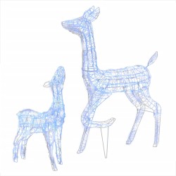 vidaXL Familia de renos de Navidad acrílico 160 LEDs azules