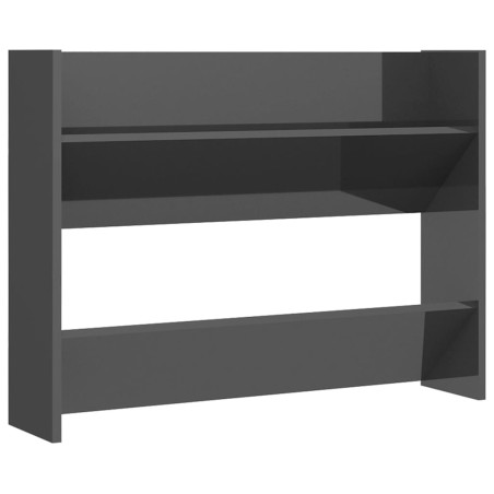 vidaXL Zapatero de pared madera contrachapada gris brillo 80x18x60 cm