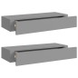 vidaXL Estantes de pared con cajón 2 uds MDF gris 60x23,5x10 cm vidaXL Estantes de pared con cajón 2 uds MDF gris 60x23,5x10 cm