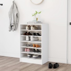 vidaXL Mueble zapatero de madera contrachapada blanco 60x35x92 cm