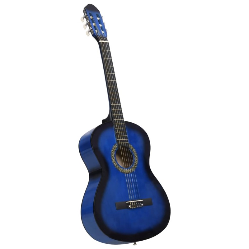 vidaXL Guitarra clásica para principiantes madera de tilo azul 4/4 39" vidaXL Guitarra clásica para principiantes madera de tilo azul 4/4 39"