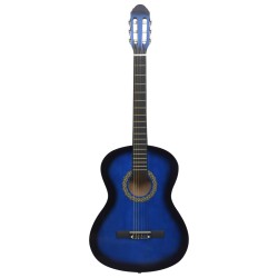 vidaXL Guitarra clásica para principiantes madera de tilo azul 4/4 39"      