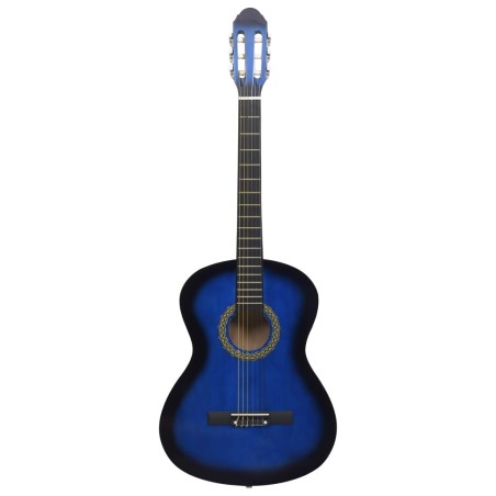 vidaXL Guitarra clásica para principiantes madera de tilo azul 4/4 39"      