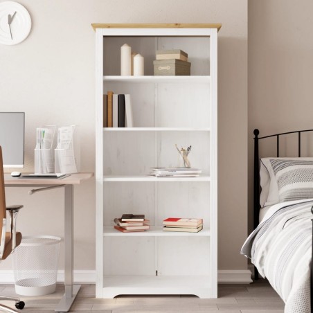 vidaXL Librería BODO 5 estantes madera maciza pino marrón 80x38x180 cm