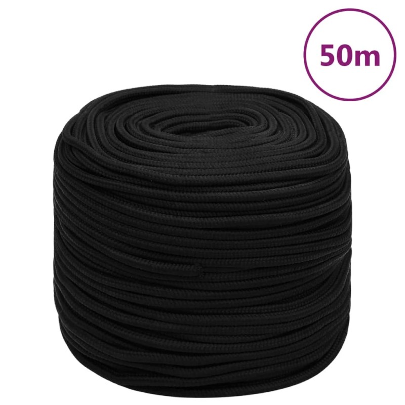 vidaXL Cuerda de trabajo poliéster negro 10 mm 50 m vidaXL Cuerda de trabajo poliéster negro 10 mm 50 m