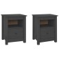 vidaXL Mesitas de noche 2 uds madera maciza de pino gris 40x35x49 cm vidaXL Mesitas de noche 2 uds madera maciza de pino gris 40x35x49 cm