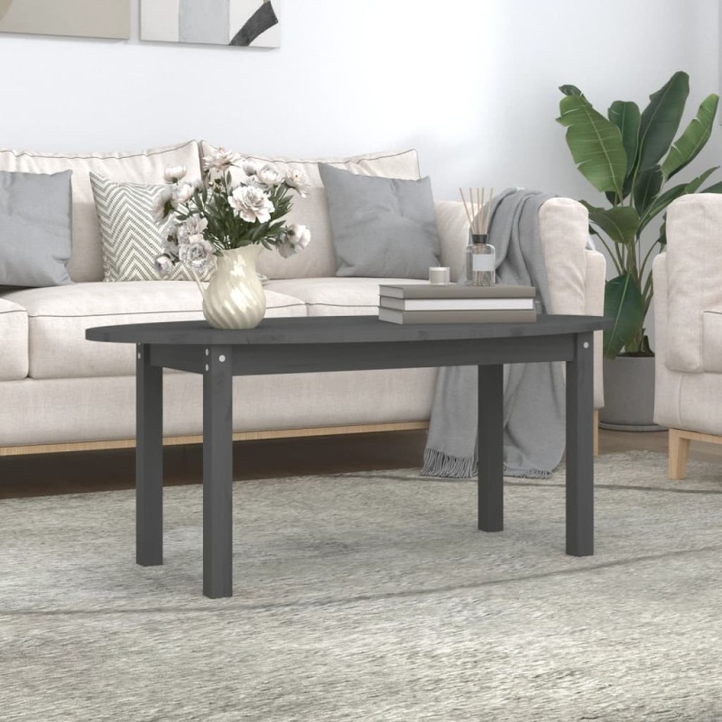 vidaXL Mesa de centro de madera maciza de pino gris 110x55x45 cm vidaXL Mesa de centro de madera maciza de pino gris 110x55x45 cm