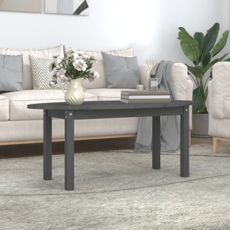vidaXL Mesa de centro de madera maciza de pino gris 110x55x45 cm