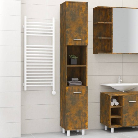 vidaXL Armario de baño madera contrachapada roble ahumado 30x30x179 cm