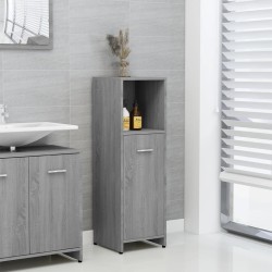 vidaXL Armario de baño madera contrachapada gris Sonoma 30x30x95 cm