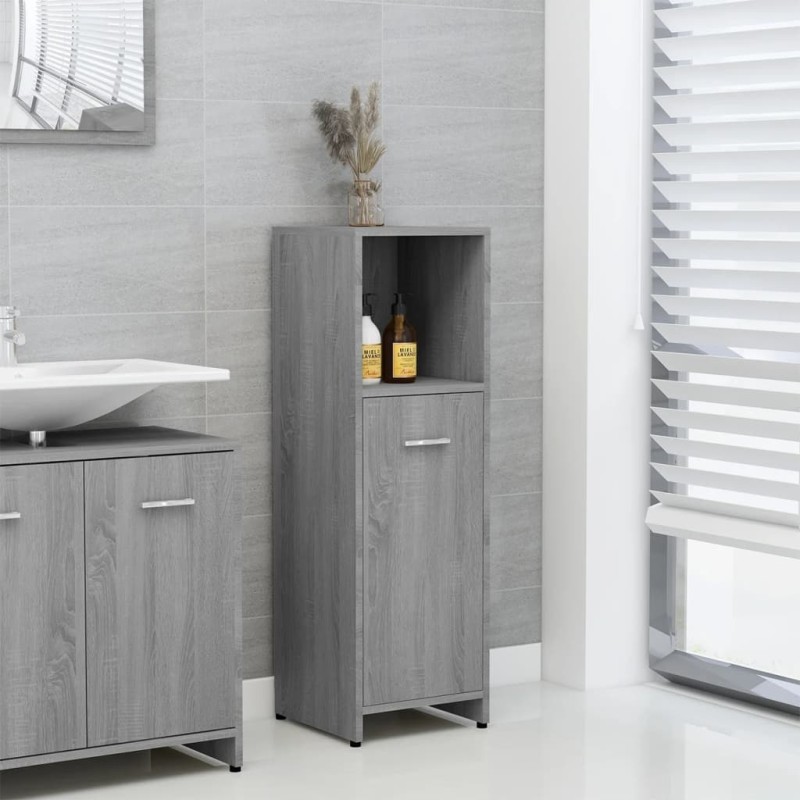 vidaXL Armario de baño madera contrachapada gris Sonoma 30x30x95 cm