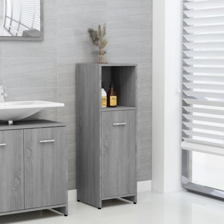 vidaXL Armario de baño madera contrachapada gris Sonoma 30x30x95 cm