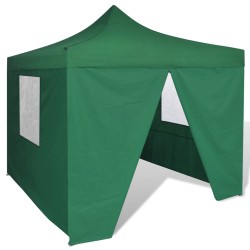 vidaXL Cenador plegable verde con 4 paredes 3x3 m 