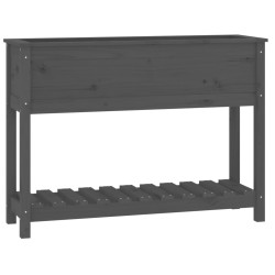 vidaXL Jardinera con estante madera maciza pino gris 111,5x34,5x81 cm