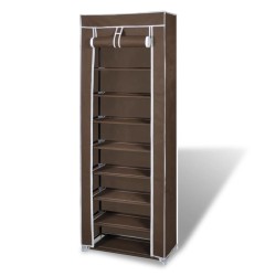 vidaXL Zapatero de tela con cubierta marrón 57x29x162 cm 