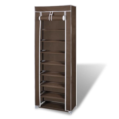 vidaXL Zapatero de tela con cubierta marrón 57x29x162 cm 