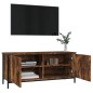 vidaXL Mueble TV con puertas contrachapada roble ahumado 102x35x45 cm vidaXL Mueble TV con puertas contrachapada roble ahumado 102x35x45 cm