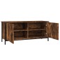 vidaXL Mueble TV con puertas contrachapada roble ahumado 102x35x45 cm vidaXL Mueble TV con puertas contrachapada roble ahumado 102x35x45 cm