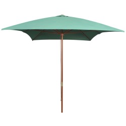 vidaXL Sombrilla con palo de madera verde 200x300 cm