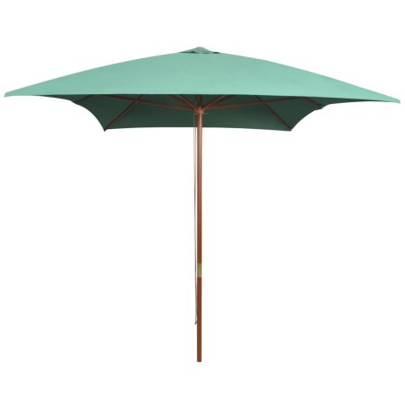 vidaXL Sombrilla con palo de madera verde 200x300 cm