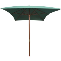 vidaXL Sombrilla con palo de madera verde 200x300 cm