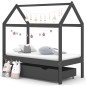 vidaXL Estructura de cama infantil y cajón madera pino gris 70x140cm vidaXL Estructura de cama infantil y cajón madera pino gris 70x140cm