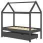 vidaXL Estructura de cama infantil y cajón madera pino gris 70x140cm vidaXL Estructura de cama infantil y cajón madera pino gris 70x140cm
