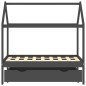 vidaXL Estructura de cama infantil y cajón madera pino gris 70x140cm vidaXL Estructura de cama infantil y cajón madera pino gris 70x140cm