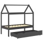 vidaXL Estructura de cama infantil y cajón madera pino gris 70x140cm vidaXL Estructura de cama infantil y cajón madera pino gris 70x140cm