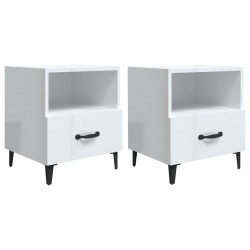 vidaXL Mesitas de noche 2 uds madera contrachapada blanco brillante