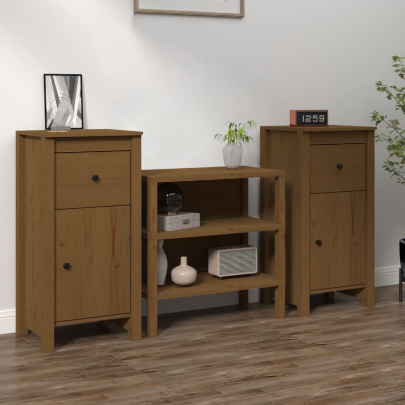 vidaXL Aparadores 2 uds madera maciza de pino marrón miel 40x35x80 cm vidaXL Aparadores 2 uds madera maciza de pino marrón miel 40x35x80 cm