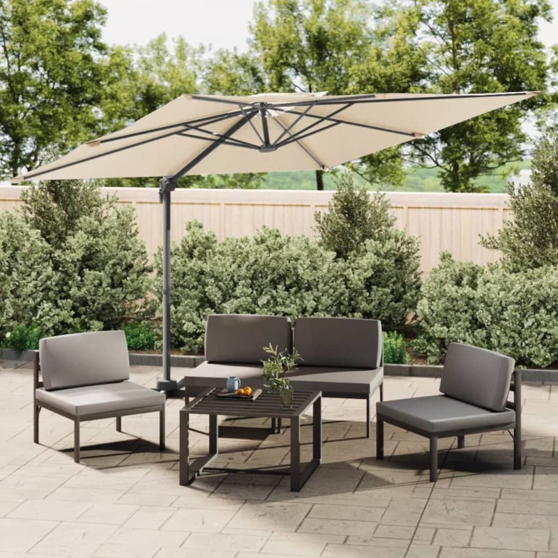 vidaXL Sombrilla colgante de doble techo blanco arena 400x300 cm