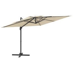 vidaXL Sombrilla colgante de doble techo blanco arena 400x300 cm