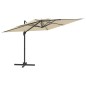 vidaXL Sombrilla colgante de doble techo blanco arena 400x300 cm