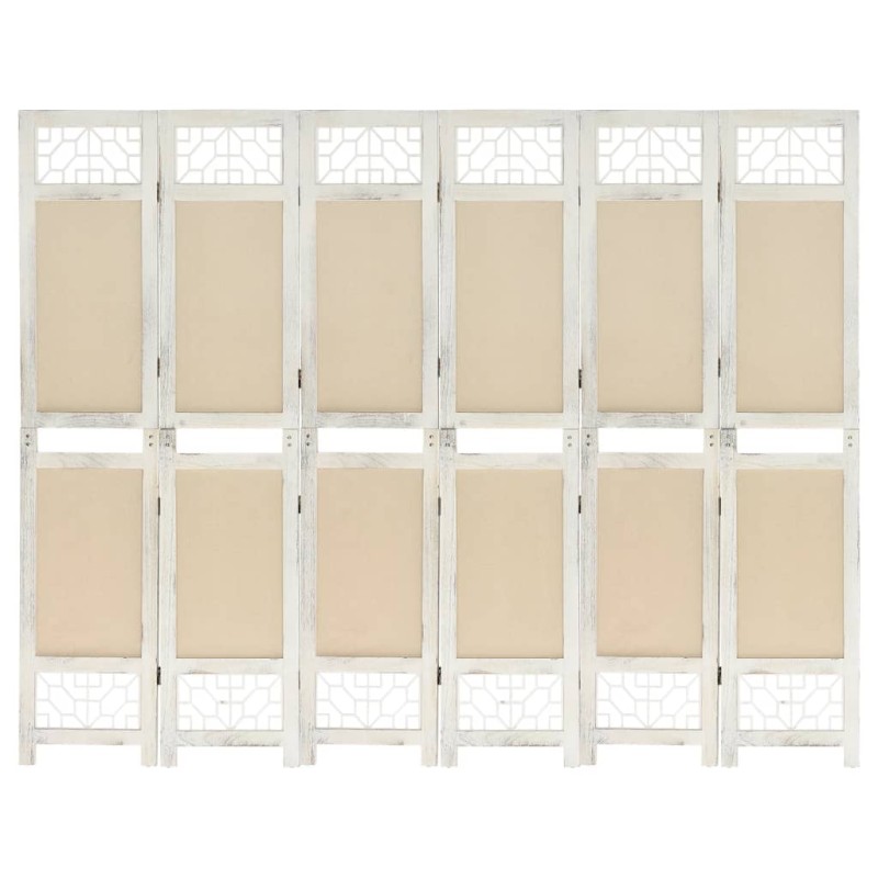 vidaXL Biombo divisor de 6 paneles de tela color crema 210x165 cm vidaXL Biombo divisor de 6 paneles de tela color crema 210x165 cm