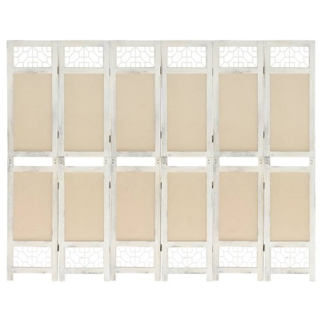 vidaXL Biombo divisor de 6 paneles de tela color crema 210x165 cm