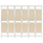vidaXL Biombo divisor de 6 paneles de tela color crema 210x165 cm vidaXL Biombo divisor de 6 paneles de tela color crema 210x165 cm