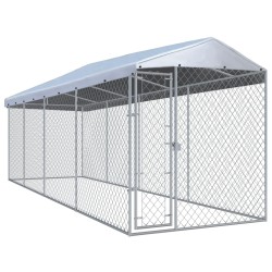 vidaXL Perrera de exterior con tejado 760x190x225 cm