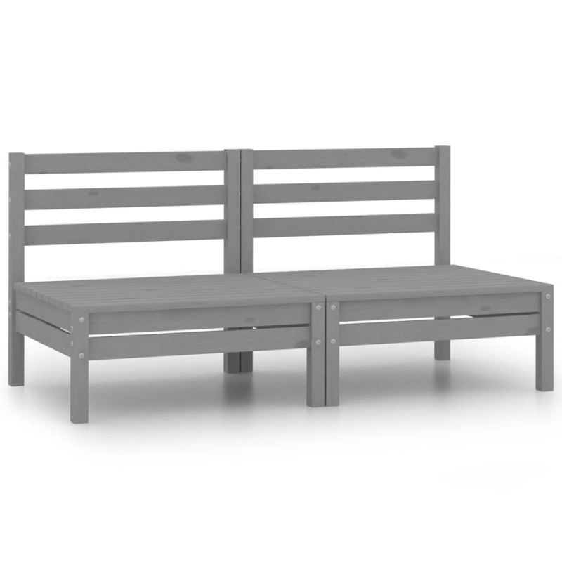 vidaXL Sofás central de jardín 2 unidades gris madera maciza de pino vidaXL Sofás central de jardín 2 unidades gris madera maciza de pino