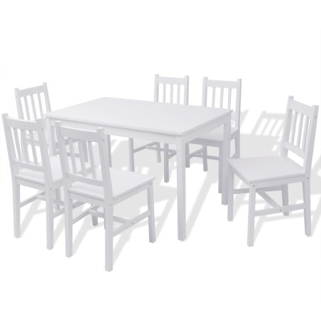 vidaXL Set de Comedor Siete Piezas Madera de Pino Blanco