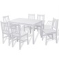 vidaXL Set de Comedor Siete Piezas Madera de Pino Blanco vidaXL Set de Comedor Siete Piezas Madera de Pino Blanco
