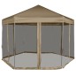 vidaXL Carpa desmontable hexagonal paredes gris taupe 3,6x3,1m 220g/m² vidaXL Carpa desmontable hexagonal paredes gris taupe 3,6x3,1m 220g/m²