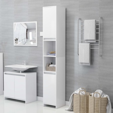 vidaXL Armario de baño madera contrachapada blanco 30x30x183,5 cm