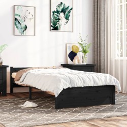 vidaXL Estructura de cama madera maciza negro 90x200 cm