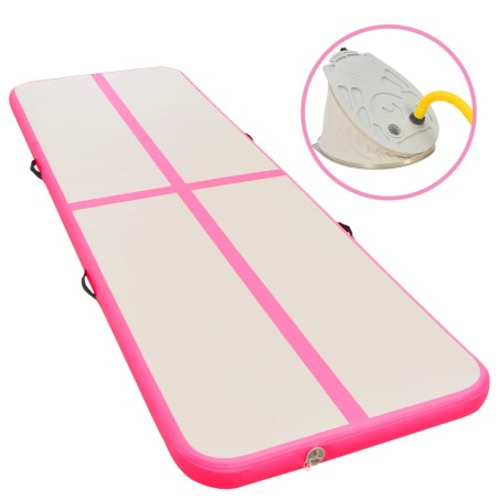 vidaXL Esterilla inflable de gimnasia con bomba 400x100x10 cm PVC rosa
